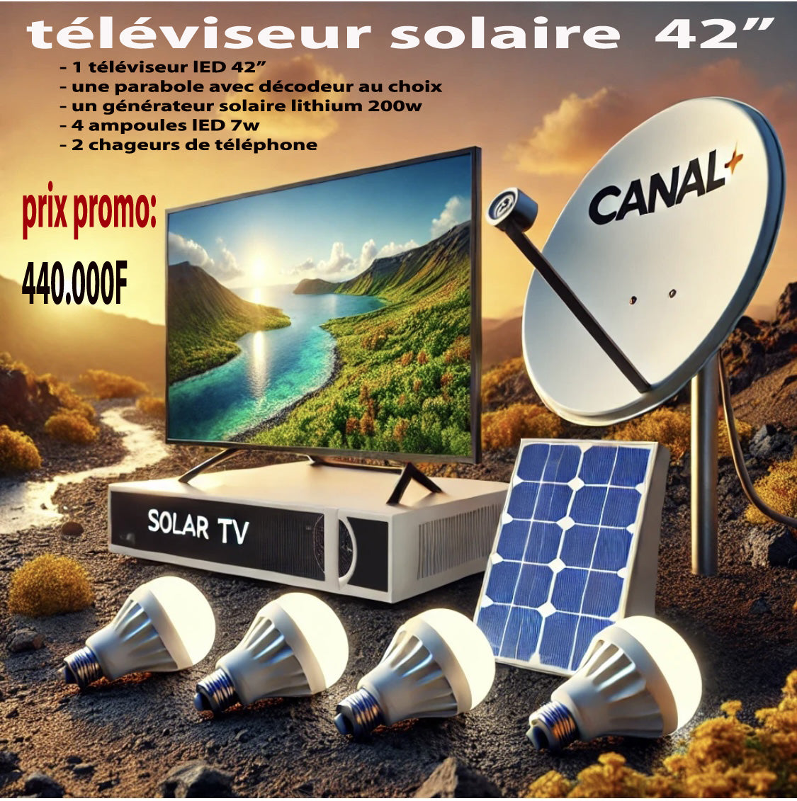 Téléviseur solaire 42’’ lithium